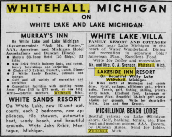 Lakeside Inn - 1957 Ad (newer photo)